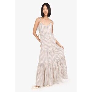 Veronica Beard Windansea Midi Dress Striped Printed Tiered Resort M NEW 282093